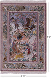 Pictorial Isfahan Authentic Persian Hand Knotted Wool & Silk Area Rug - 4' 11" X 7' 4" - Golden Nile