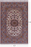 Ivory Isfahan Authentic Persian Hand Knotted Wool & Silk Area Rug - 5' 2" X 7' 8" - Golden Nile
