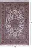 Ivory Isfahan Authentic Persian Hand Knotted Wool & Silk Area Rug - 5' 3" X 7' 9" - Golden Nile