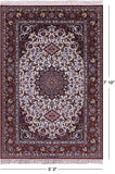 Ivory Handmade Authentic Signed Isfahan Wool & Silk Persian Rug - 5' 3" X 7' 10" - Golden Nile