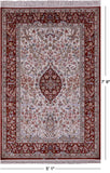 Ivory Isfahan Authentic Persian Hand Knotted Wool & Silk Area Rug - 5' 1" X 7' 9" - Golden Nile