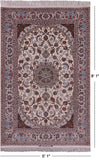 Ivory Isfahan Authentic Persian Hand Knotted Wool & Silk Area Rug - 5' 1" X 8' 1" - Golden Nile