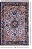 Blue Signed Isfahan Authentic Persian Hand Knotted Wool & Silk Area Rug - 5' 0" X 7' 8" - Golden Nile