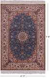 Signed Isfahan Authentic Persian Hand Knotted Wool & Silk Area Rug - 4' 11" X 7' 5" - Golden Nile