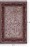 Ivory Signed Isfahan Authentic Persian Pictorial Hand Knotted Wool & Silk Area Rug - 5' 1" X 7' 10" - Golden Nile