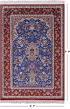 Blue Signed Isfahan Authentic Persian Hand Knotted Wool & Silk Area Rug - 5' 1" X 7' 7" - Golden Nile