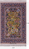 Gold Signed Isfahan Authentic Persian Hand Knotted Wool & Silk Area Rug - 4' 9" X 7' 3" - Golden Nile