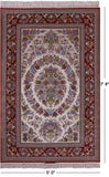 Ivory Signed Isfahan Authentic Persian Hand Knotted Wool & Silk Area Rug - 5' 0" X 7' 8" - Golden Nile