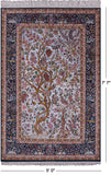 Blue Signed Isfahan Authentic Persian Hand Knotted Wool & Silk Area Rug - 5' 0" X 7' 7" - Golden Nile