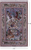 Signed Isfahan Authentic Persian Hunting Scene Hand Knotted Wool & Silk Area Rug - 5' 0" X 7' 10" - Golden Nile