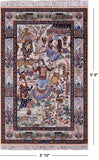 Signed Isfahan Authentic Persian Pictorial Hand Knotted Wool & Silk Area Rug - 3' 10" X 5' 6" - Golden Nile