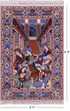 Signed Isfahan Authentic Persian Pictorial Hand Knotted Wool & Silk Area Rug - 3' 7" X 5' 5" - Golden Nile