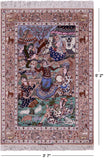 Signed Isfahan Authentic Persian Pictorial Hand Knotted Wool & Silk Area Rug - 3' 7" X 5' 2" - Golden Nile