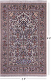 Ivory Isfahan Authentic Persian Hand Knotted Wool & Silk Area Rug - 5' 3" X 8' 0" - Golden Nile