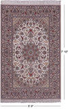 Ivory Isfahan Authentic Persian Hand Knotted Wool & Silk Area Rug - 5' 0" X 7' 10" - Golden Nile