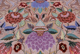 Ivory Signed Authentic Persian Isfahan Hand Knotted Wool & Silk Rug - 3' 8" X 5' 6" - Golden Nile
