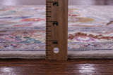 Ivory Signed Authentic Persian Isfahan Hand Knotted Wool & Silk Rug - 3' 8" X 5' 6" - Golden Nile
