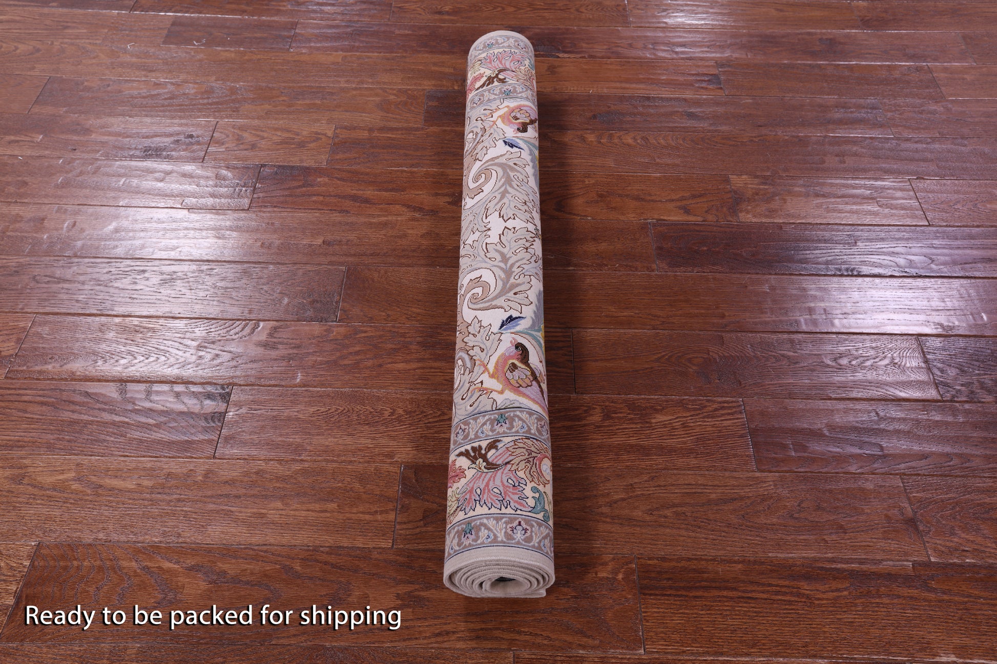 Ivory Signed Authentic Persian Isfahan Hand Knotted Wool & Silk Rug - 3' 8" X 5' 6" - Golden Nile