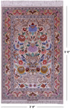 Ivory Signed Authentic Persian Isfahan Hand Knotted Wool & Silk Rug - 3' 8" X 5' 6" - Golden Nile
