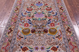 Ivory Signed Authentic Persian Isfahan Hand Knotted Wool & Silk Rug - 3' 8" X 5' 6" - Golden Nile