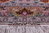Ivory Signed Authentic Persian Isfahan Hand Knotted Wool & Silk Rug - 3' 8" X 5' 6" - Golden Nile