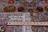 Ivory Signed Authentic Persian Isfahan Hand Knotted Wool & Silk Rug - 3' 8" X 5' 6" - Golden Nile
