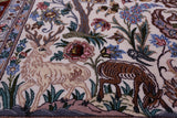 Ivory Signed Authentic Persian Isfahan Hand Knotted Wool & Silk Rug - 4' 11" X 7' 8" - Golden Nile