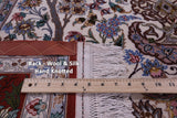 Ivory Signed Authentic Persian Isfahan Hand Knotted Wool & Silk Rug - 4' 11" X 7' 8" - Golden Nile