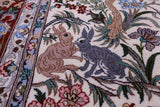 Ivory Signed Authentic Persian Isfahan Hand Knotted Wool & Silk Rug - 4' 11" X 7' 8" - Golden Nile