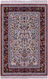 Ivory Signed Authentic Persian Isfahan Hand Knotted Wool & Silk Rug - 4' 11" X 7' 8" - Golden Nile