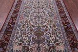 Ivory Signed Authentic Persian Isfahan Hand Knotted Wool & Silk Rug - 4' 11" X 7' 8" - Golden Nile