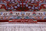 Ivory Signed Authentic Persian Isfahan Hand Knotted Wool & Silk Rug - 4' 11" X 7' 8" - Golden Nile