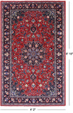 Red Fine Sarouk Persian Hand Knotted Area Rug - 4' 2" X 6' 10" - Golden Nile