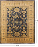 Blue Peshawar Hand Knotted Wool Rug - 12' 1" X 15' 2" - Golden Nile