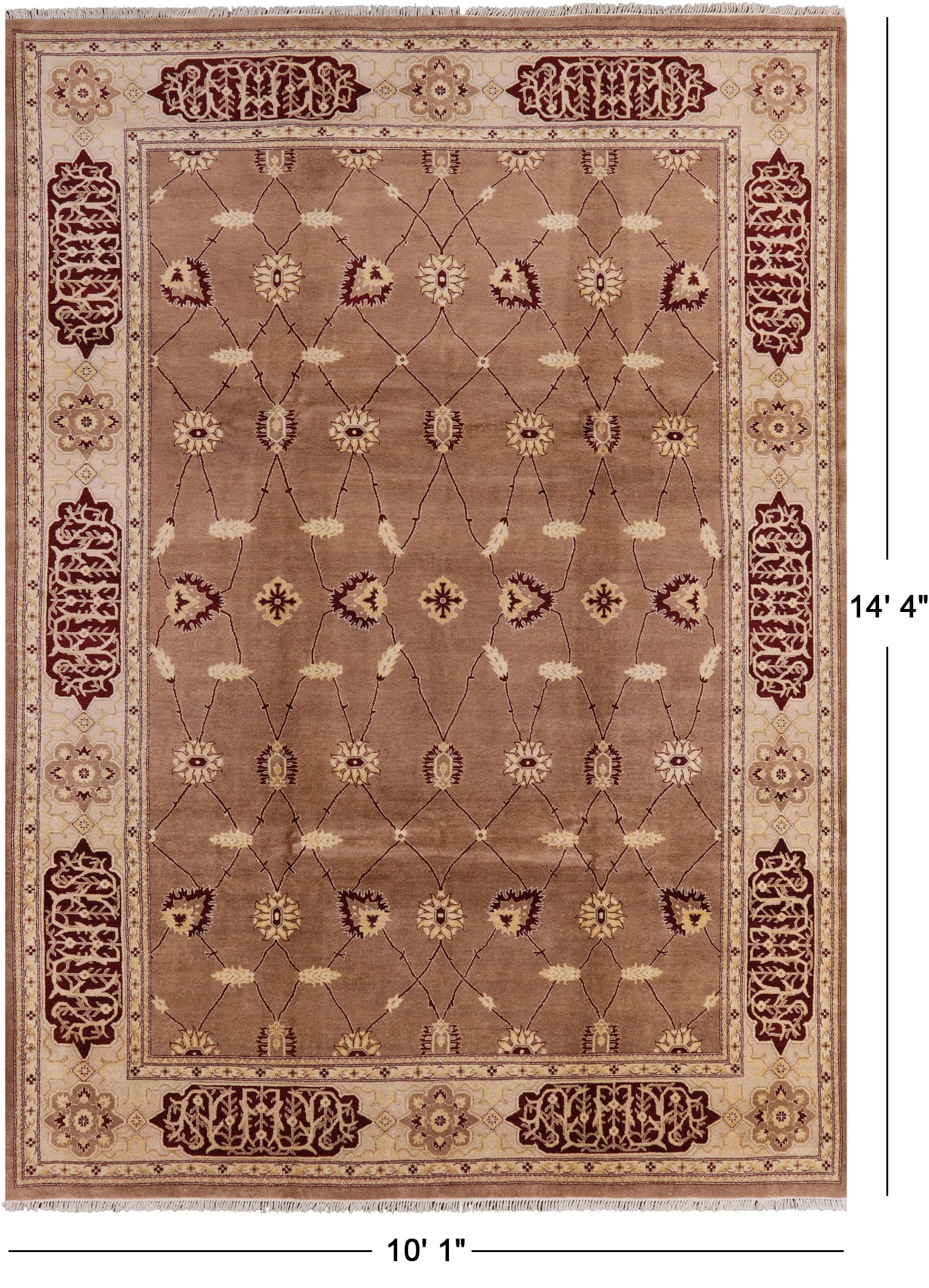 Peshawar Handmade Wool Rug - 10' 1" X 14' 4" - Golden Nile