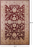 Red Peshawar Hand Knotted Wool Area Rug - 12' 0" X 18' 0" - Golden Nile