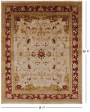 Ivory Chobi Peshawar Handmade Wool Rug - 8' 1" X 10' 1" - Golden Nile