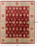 Red Peshawar Handmade Wool Rug - 8' 1" X 10' 0" - Golden Nile