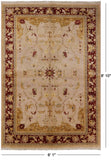 Ivory Peshawar Hand Knotted Wool Rug - 6' 1" X 8' 10" - Golden Nile