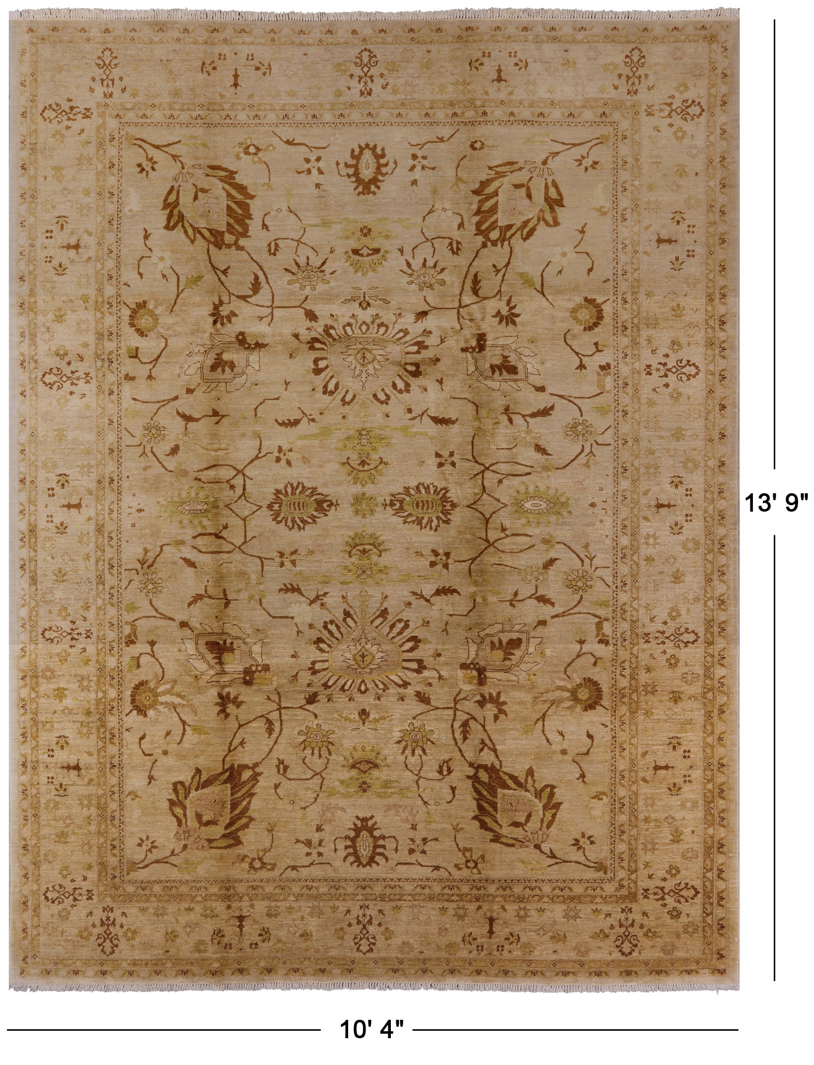 Chobi Peshawar Hand-Knotted Wool Rug - 10' 4" X 13' 9" - Golden Nile