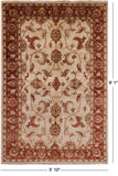 Ivory Peshawar Hand Knotted Rug - 5' 10" X 9' 1" - Golden Nile