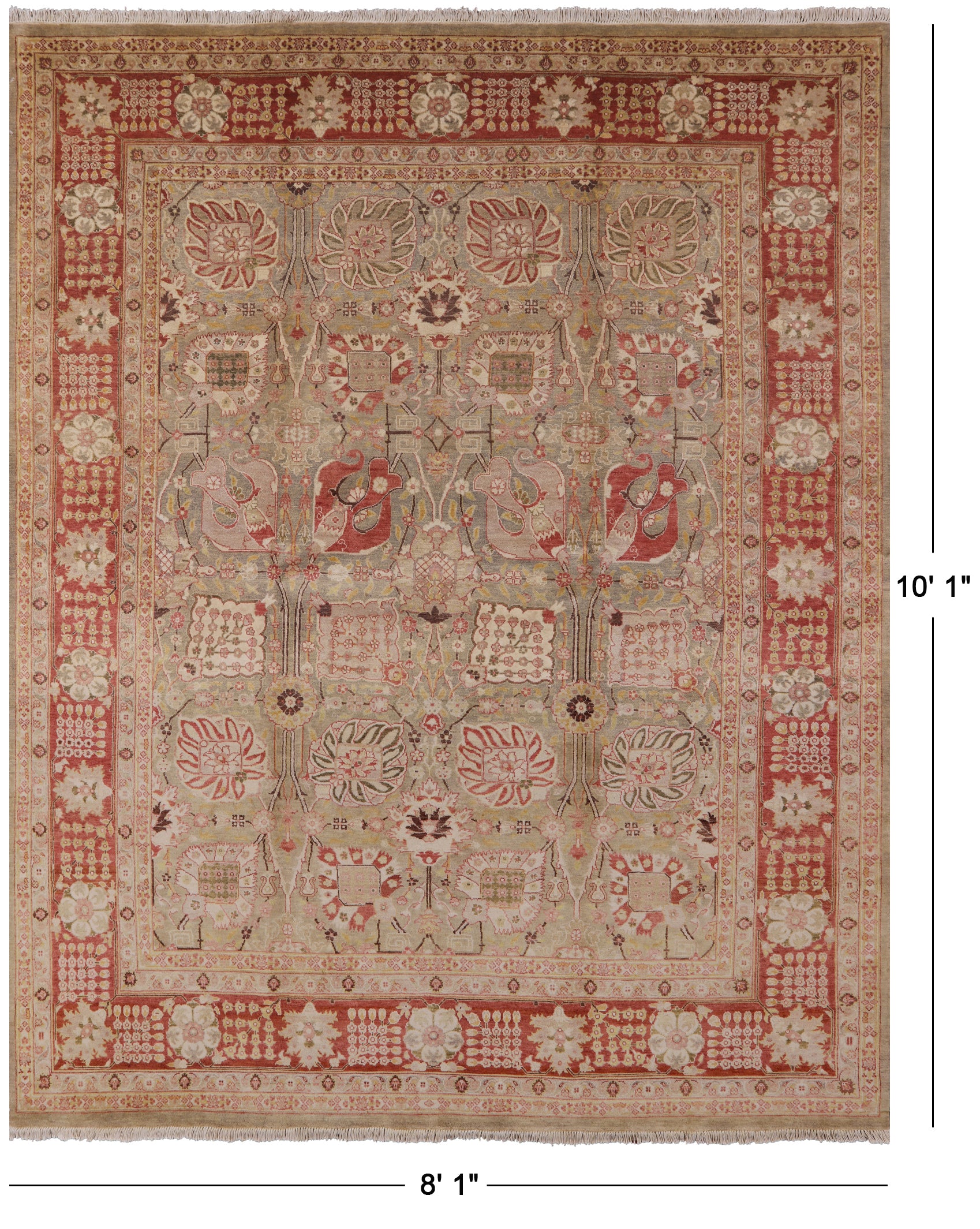 Peshawar Hand Knotted Wool Rug - 8' 1" X 10' 1" - Golden Nile