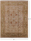 Ivory Peshawar Hand Knotted Wool Rug - 9' 1" X 12' 1" - Golden Nile