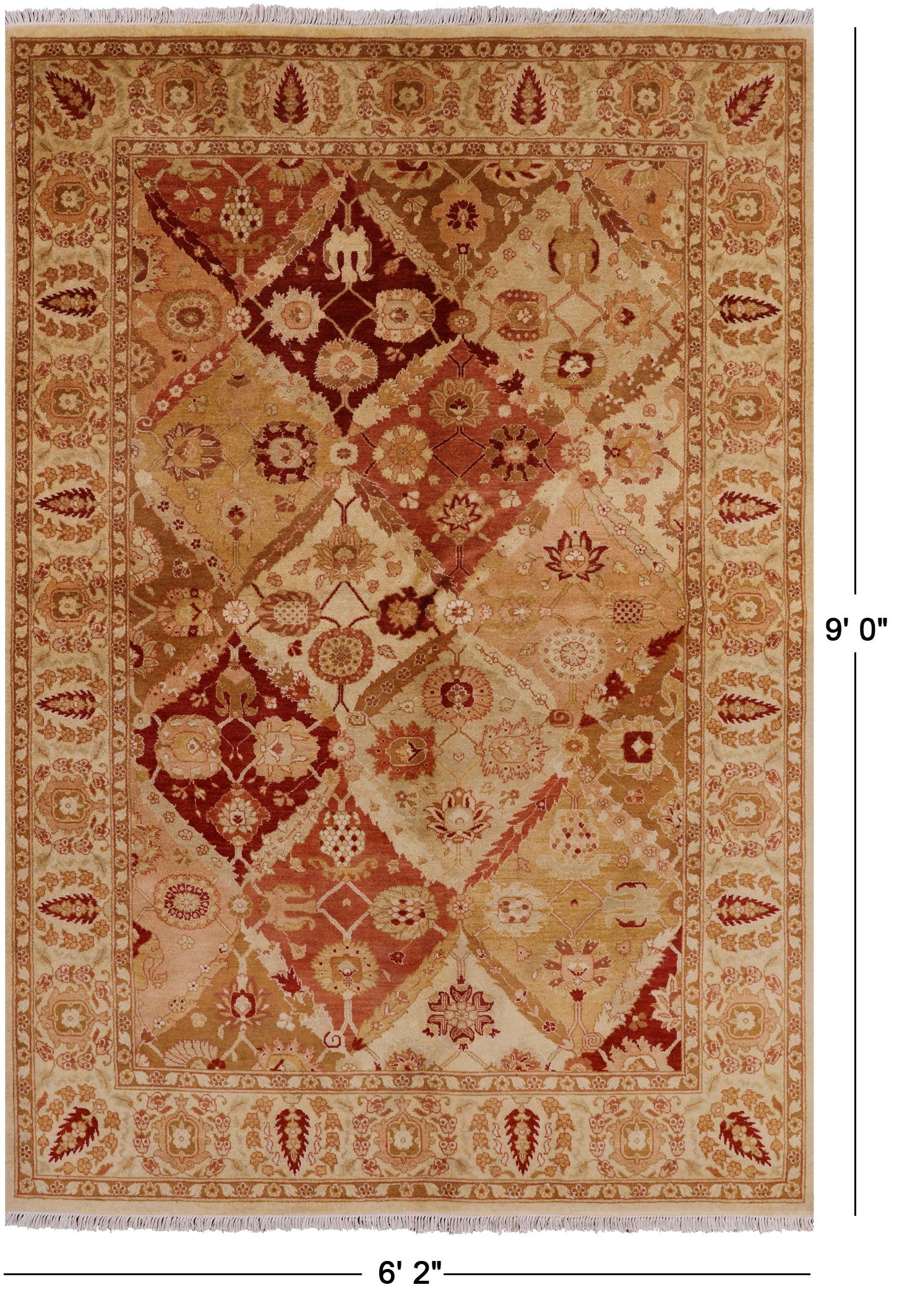 Peshawar Handmade Wool Rug - 6' 2" X 9' 0" - Golden Nile