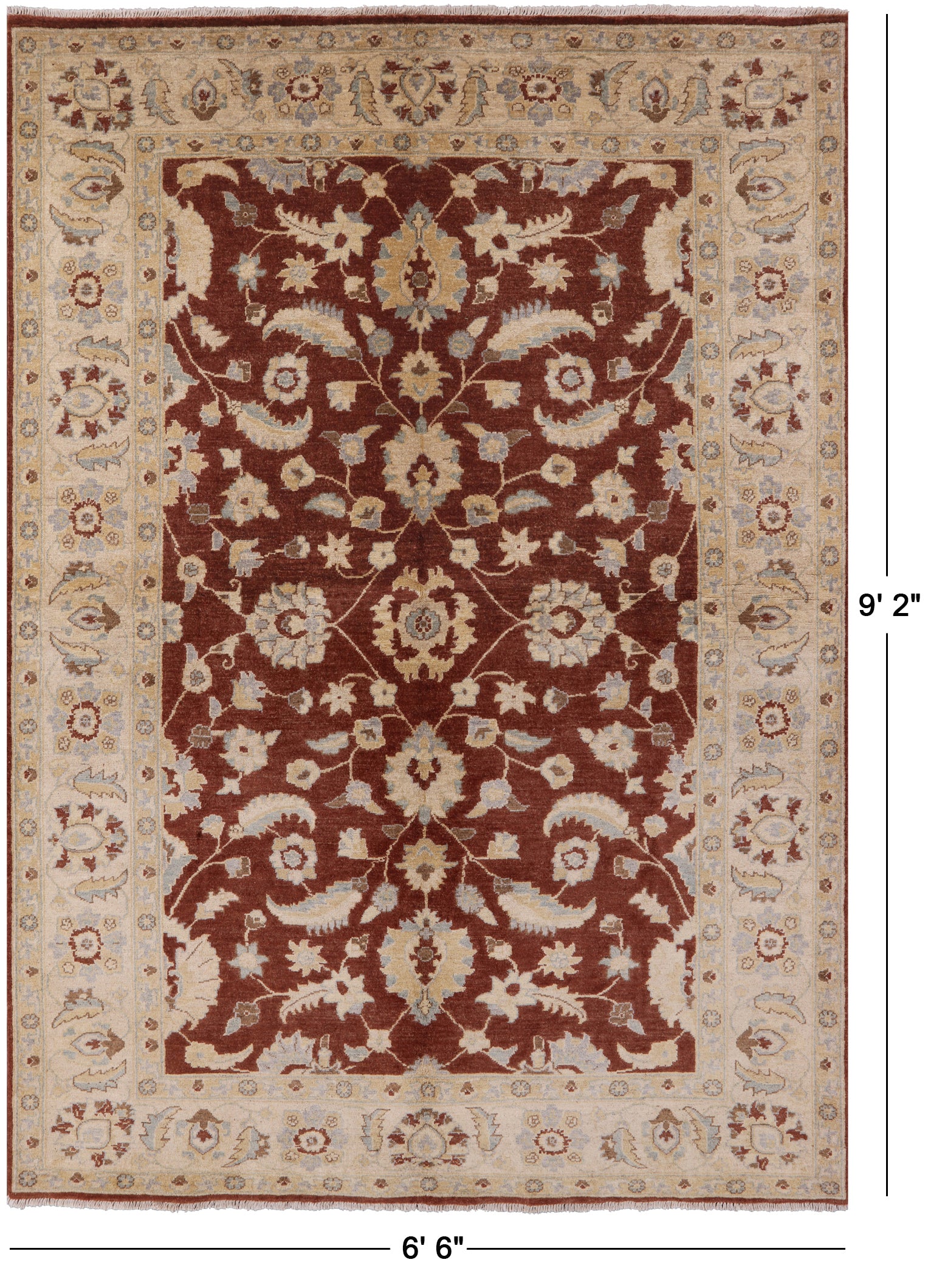 Brown Peshawar Hand Knotted Area Rug - 6' 6" X 9' 2" - Golden Nile