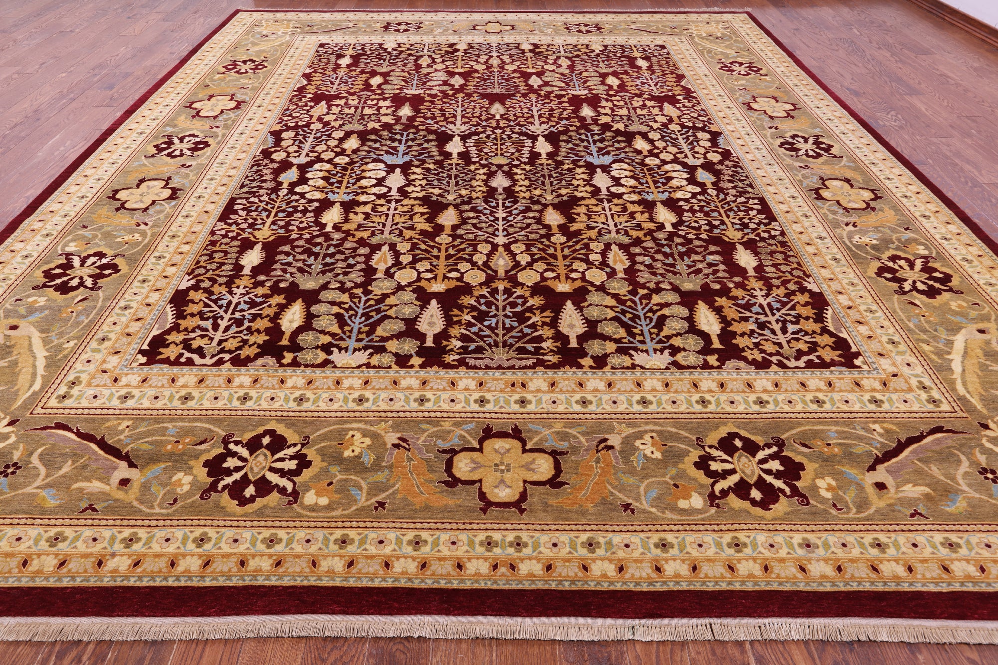 Persian Ziegler Hand Knotted Wool Rug 12' 2" X 14' 8" - Golden Nile