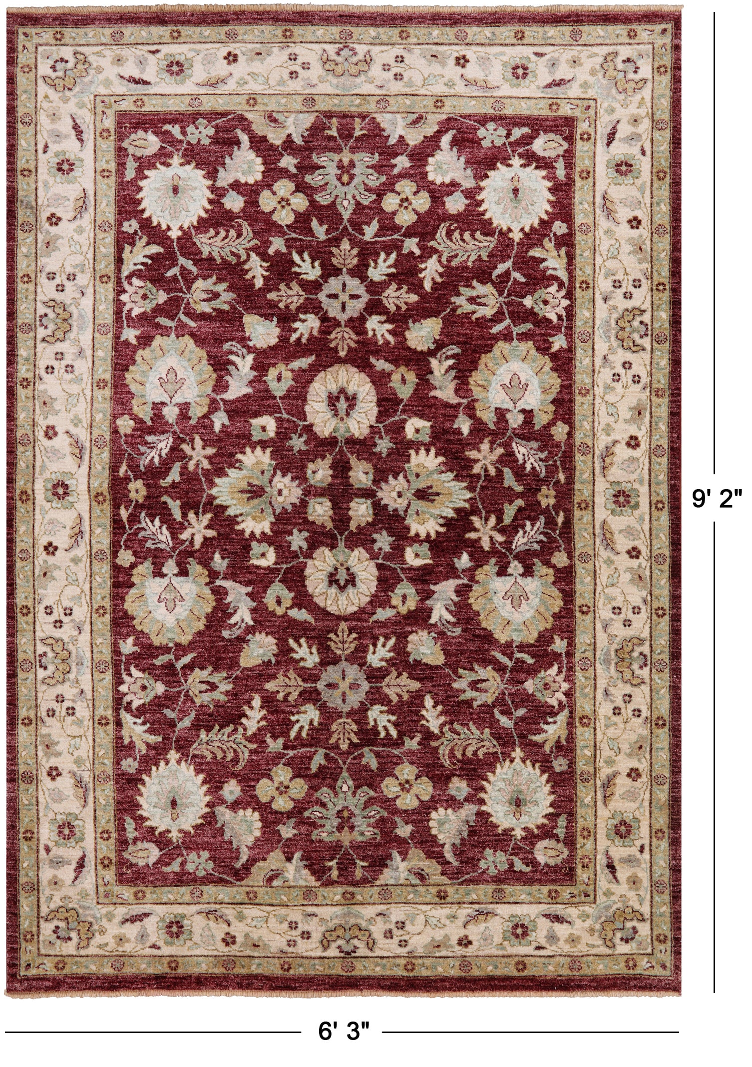 Peshawar Handmade Area Rug - 6' 3" X 9' 2" - Golden Nile