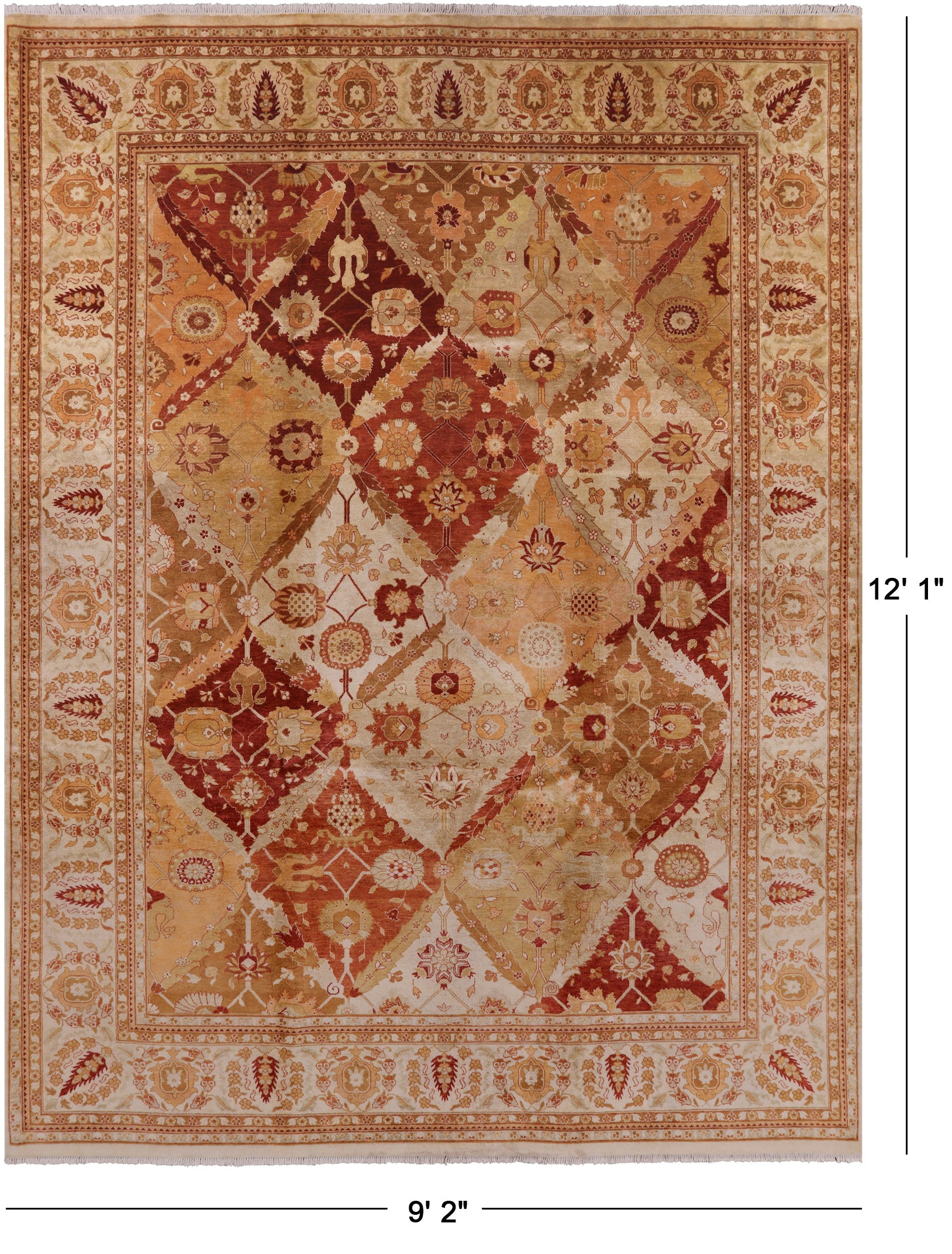 Peshawar Hand Knotted Area Rug - 9' 2" X 12' 1" - Golden Nile