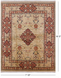 Ivory Peshawar Hand Knotted Rug - 7' 10" X 10' 2" - Golden Nile