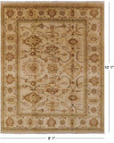 Ivory Peshawar Handmade Wool Area Rug - 8' 1" X 10' 1" - Golden Nile